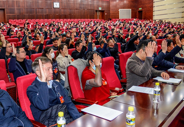 政協(xié)南通市通州區(qū)第十四屆委員會(huì)第四次會(huì)議通過(guò)大會(huì)決議。 卑多敏 程一翔 攝影報(bào)道.jpg