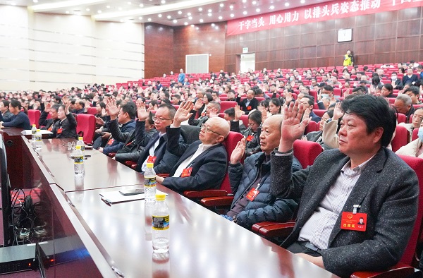 1月10日上午，參加南通市通州區第十七屆人民代表大會第四次會議的代表舉手表決，通過大會各項決議。.jpg